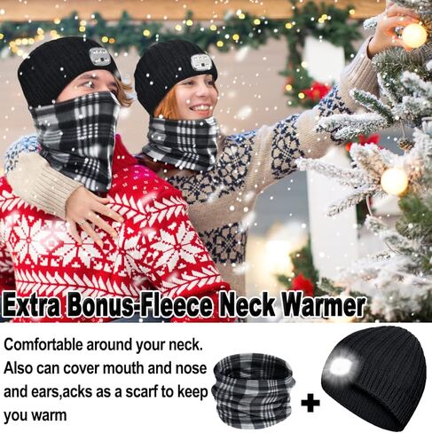 YogerYou Beanie Hat with Led Light Mens Gift for Christmas Adult Women Men Unique Stocking Stuffers Winter Hat for Camping Black in Kuwait