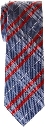 Retreez Stylish Plaid Checkered Woven Microfiber Skinny Tie in Saudi Arabia