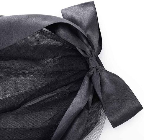 Ursumy Black Lace Veil Short Bridal Veils Bowknot Halloween Brides Soft Tulle Bridal Veils with Comb in Saudi Arabia