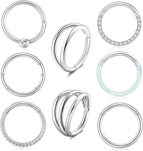 FIRAZIO 8 قطع 16 جرام من الفولاذ الجراحي المفصلي حلقة الأنف للنساء تشيكوسلوفاكيا الحاجز الفرس الجزء حلقات الأنف حلقات الغضروف أقراط اللولب الزنمة محارة الشفاه الأنف Daith ثقب المجوهرات 8 مم 10 مم in Kuwait