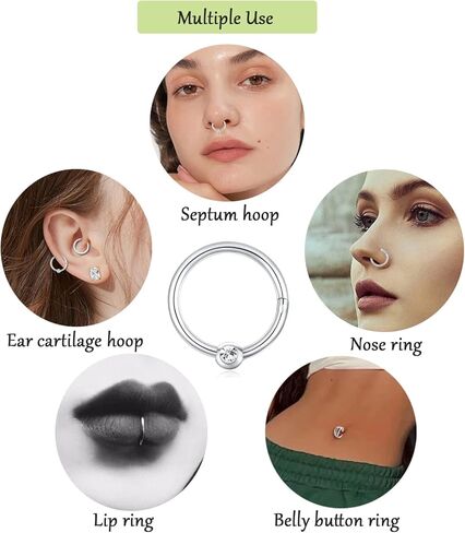 FIRAZIO 8 قطع 16 جرام من الفولاذ الجراحي المفصلي حلقة الأنف للنساء تشيكوسلوفاكيا الحاجز الفرس الجزء حلقات الأنف حلقات الغضروف أقراط اللولب الزنمة محارة الشفاه الأنف Daith ثقب المجوهرات 8 مم 10 مم in Kuwait