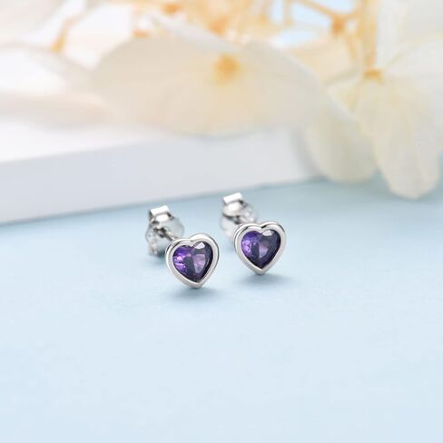 Sterling Silver Small Stud Earrings for Women Men Girls, 3 Pairs of Tiny Heart Shaped Cubic Zirconia Earrings White Gold Plated CZ Cartilage Tragus Earrings(2mm/3mm/4mm) in Saudi Arabia