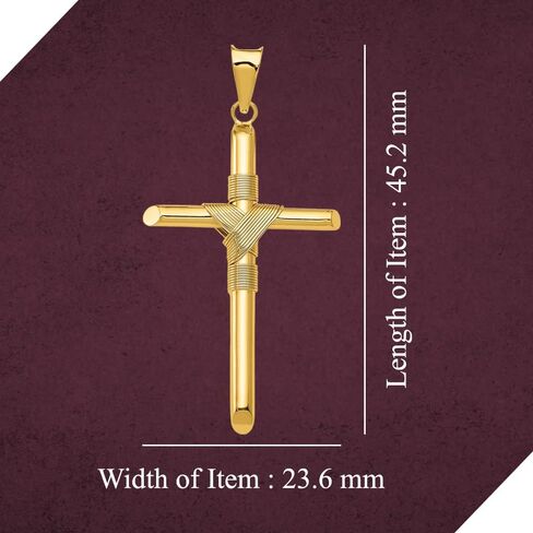 قلادة متقاطعة من الذهب الأصفر عيار 14 قيراط من Diamond2Deal للنساء (الطول - 45.2 ملم العرض - 23.6 ملم) in Saudi Arabia
