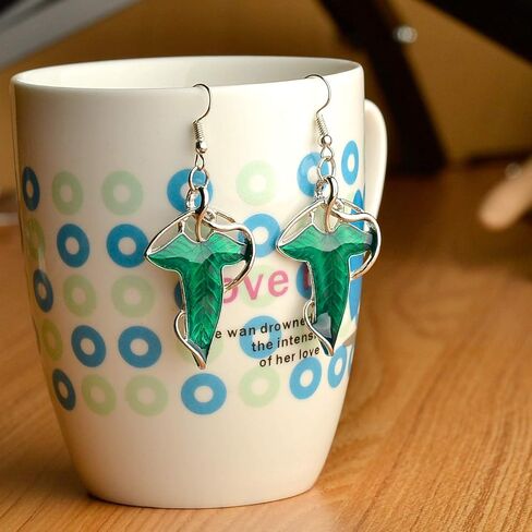 3 قطع مجموعة واحدة من لورد أوف ذا رينغز أروين ايفنستار قلادة أوراق خضراء وأقراط متدلى 925 فضة مطلي أبيض 3 أمبير زركونيا الجنية الأميرة الشفق ستار قلادة in Kuwait