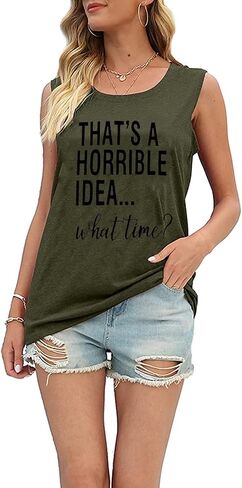 Thats A Horrible Idea What Time T Shirt Womens Cute Funny Saying Letter Print Party Shirt Graphic Tee Tops in Kuwait