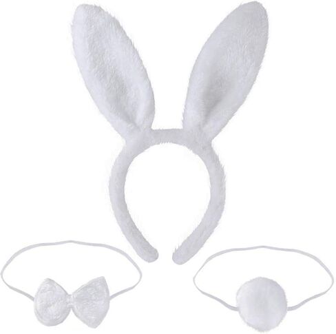 مجموعة ازياء تنكرية على شكل ارنب وعصابة راس وذيل وفيونكة لعيد الفصح والهالوين والحفلات التنكرية in Kuwait