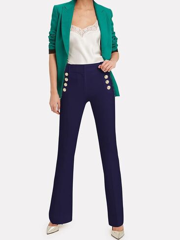 Famulily Womens Classy High Waist Double Breasted Flared Sailor Trousers Pants with Hide Zipper in Kuwait