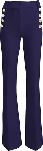 Famulily Womens Classy High Waist Double Breasted Flared Sailor Trousers Pants with Hide Zipper in Kuwait