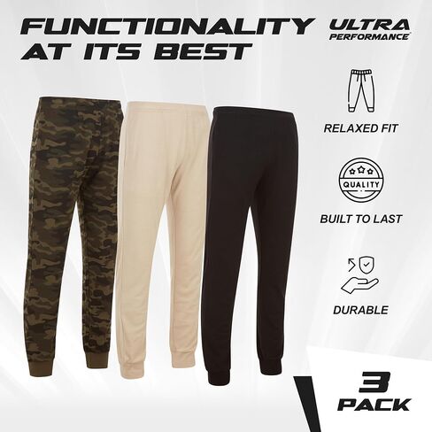 Ultra Performance Mens Pajama Sleep Pants 3 Pack Lightweight Lounge Jogger Sweatpants for Men in Kuwait