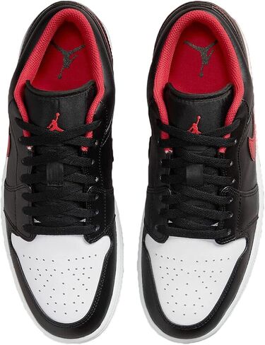 Jordan Men's Air Jordan 1 Low Sneaker, Black/Fire Red-white, 13 in Saudi Arabia