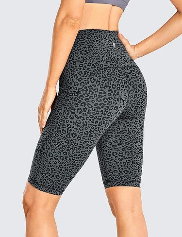 CRZ YOGA Women's Naked Feeling Long Biker Shorts - 10'' High Waisted Workout Gym Running Spandex Shorts Side Pockets in Kuwait
