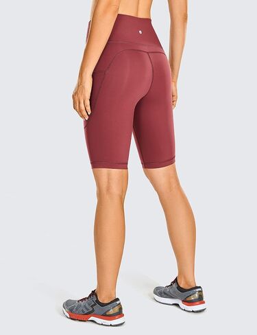 CRZ YOGA Women's Naked Feeling Long Biker Shorts - 10'' High Waisted Workout Gym Running Spandex Shorts Side Pockets in Kuwait