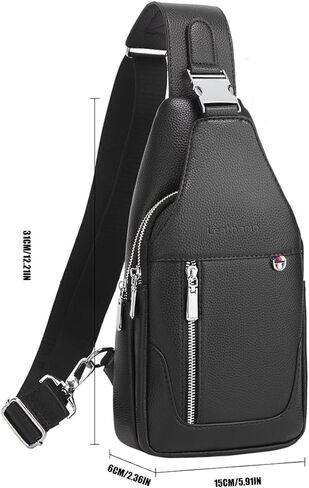 حقيبة كتف جلدية من Leathario للرجال على الصدر حقيبة كتف صغيرة حقيبة يومية متعددة الأغراض للسفر كاجوال in Kuwait