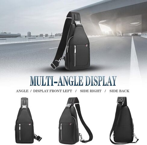 حقيبة كتف جلدية من Leathario للرجال على الصدر حقيبة كتف صغيرة حقيبة يومية متعددة الأغراض للسفر كاجوال in Kuwait