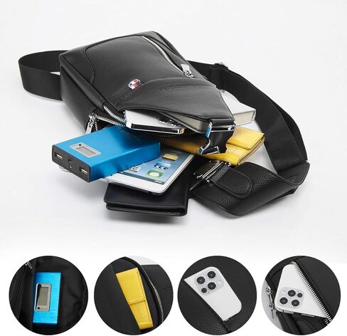 حقيبة كتف جلدية من Leathario للرجال على الصدر حقيبة كتف صغيرة حقيبة يومية متعددة الأغراض للسفر كاجوال in Kuwait