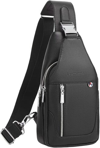 حقيبة كتف جلدية من Leathario للرجال على الصدر حقيبة كتف صغيرة حقيبة يومية متعددة الأغراض للسفر كاجوال in Kuwait