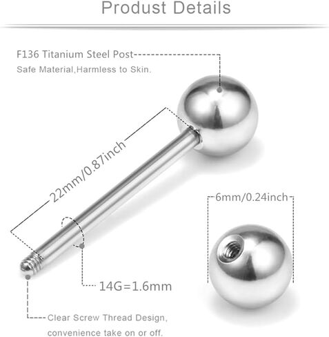 Heuvipens 4pc F136 Titanium Steel Multi CZ Crystal Opal Ball Barbell Bar Tongue Ring Stud Nipple Body Piercing Jewelry in Saudi Arabia