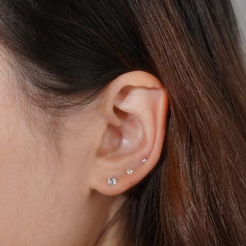 LOYALLOOK 12Pairs Cartilage Earrings Tiny Stud Earring for Women Gold Plated Stainless Steel Earrings set Sets for Multiple Piercing Small Hoop Huggie Earrings CZ Ball Flat Back Earrings in Kuwait