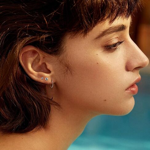 LOYALLOOK 12Pairs Cartilage Earrings Tiny Stud Earring for Women Gold Plated Stainless Steel Earrings set Sets for Multiple Piercing Small Hoop Huggie Earrings CZ Ball Flat Back Earrings in Kuwait