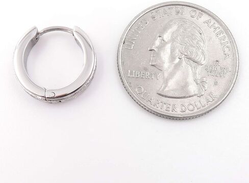 الفولاذ المقاوم للصدأ الرجال هوب الأقراط الصليب الشريط الذهب الأسود الفضة حافة شطبة 16mm in Kuwait