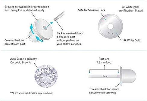Jewelryweb - أقراط إنفينيتي من الذهب الخالص عيار 14 قيراط - أقراط خلفية لولبية بشريط إنفينيتي - 3 مم × 8 مم - لا تسبب الحساسية - أقراط غضروفية in Kuwait