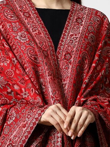 SWI WITH LABEL Women's Kashmiri Kani Woven Wool Shawl (2J41) in Saudi Arabia