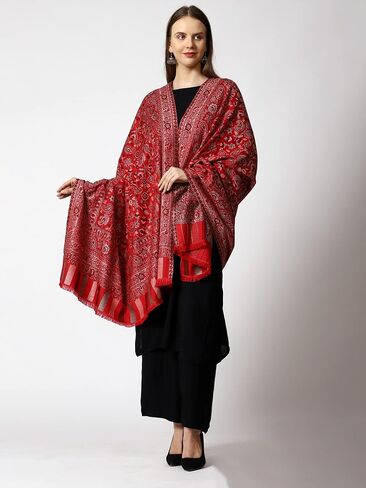 SWI WITH LABEL Women's Kashmiri Kani Woven Wool Shawl (2J41) in Saudi Arabia