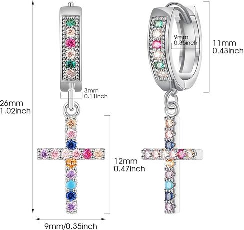 أقراط متقاطعة مطلية بالذهب 18 قيراط مع الزركونيوم الملون للنساء والرجال أقراط حلقية متقاطعة متدلية على شكل قلب سبايك متقاطع أولي أقراط الكفة هوجي الحد الأدنى من المجوهرات للنساء والفتيات in Kuwait