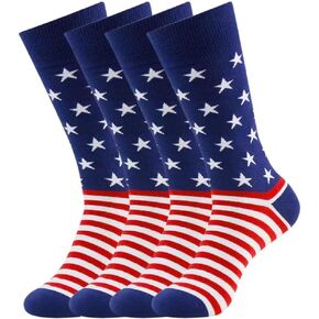 BONANGEL American Flag Fun Dress Socks for Men, Cotton Novelty Crew Socks,Groomsmen Gift Socks 2/4/6 Pairs
