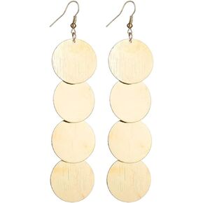 MALOYANVE Multilayer Disc Earrings for Women Girls Fashion Long Gold Silver Plated Brushed Textured Pattern Multiple Round Circle Dangle Drop Geometric Statement Tassel Earrings Boho Jewelry in Saudi Arabia