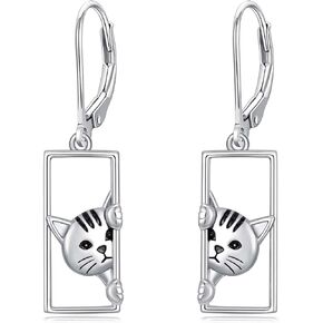 YFN Cat Earrings for Women Sterling Silver Shark Dangle Earrings Cat Jewelry Gifts for Girls Women Cat Lover Shark Jewelry For Shark Lover in Saudi Arabia