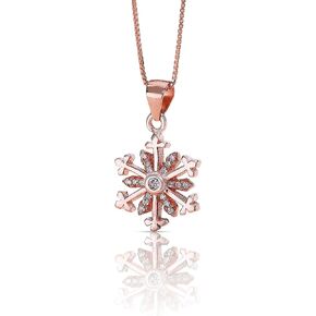 Toyledo 18K Rose Gold Plated Winter Snowflake Pendant Necklace, 18 inch in Saudi Arabia