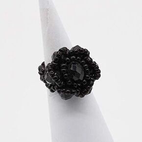 Handmade Blooming Rose Flower Crystal Stretch Ring Elastic Rope with Colorful Crystal Beads Adjustable Statement Ring in Saudi Arabia