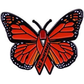 Multiple Sclerosis Awareness Butterfly MS Ribbon Orange Symbol 1.4" Enamel Pin Badge in Saudi Arabia