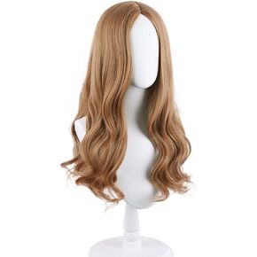 Gorgewg Brown Curly Cosplay Wig Women Halloween Costume Long Wavy Middle Part Hair with Wigcap in Kuwait