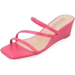 Journee Collection Womens Takarah Wedge-Heeled Sandal with Open Toe and Slip On Heel in Saudi Arabia