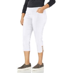 SLIM-SATION Women's Plus Size Pull on Solid Crop with Real Front & Back Pockets & Straps in Kuwait
