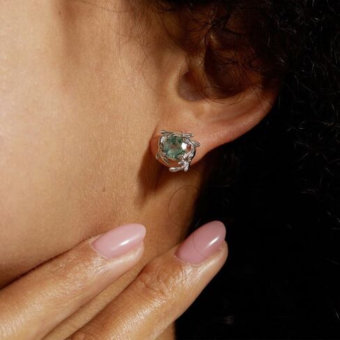Michooyel Natural Moss Agate Earrings for Women 925 Sterling Silver Aquatic Agate Gemstone Stud Earrings Jewelry Gift in Kuwait