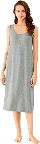 WiWi Bamboo Viscose Nightgown for Women Tank Sleeveless Sleepwear Soft Sleepshirts Lightweight Long Sleep Dress S-XXL in Saudi Arabia