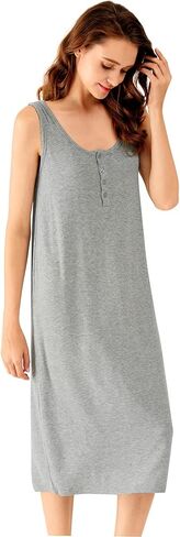 WiWi Bamboo Viscose Nightgown for Women Tank Sleeveless Sleepwear Soft Sleepshirts Lightweight Long Sleep Dress S-XXL in Saudi Arabia
