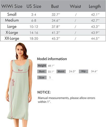 WiWi Bamboo Viscose Nightgown for Women Tank Sleeveless Sleepwear Soft Sleepshirts Lightweight Long Sleep Dress S-XXL in Saudi Arabia