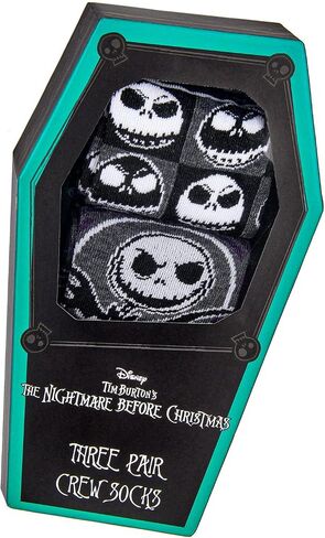 Bioworld Nightmare Before Christmas Jack Skellington 3-Pair Crew Sock Coffin Gift Box Set in Saudi Arabia
