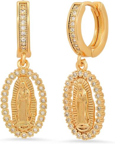 Steeltime Unisex Iced Out Huggie Charm Pendant Brass Earrings with Simulated Diamonds Jewelry Gift in Saudi Arabia