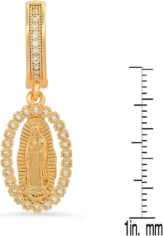 Steeltime Unisex Iced Out Huggie Charm Pendant Brass Earrings with Simulated Diamonds Jewelry Gift in Saudi Arabia
