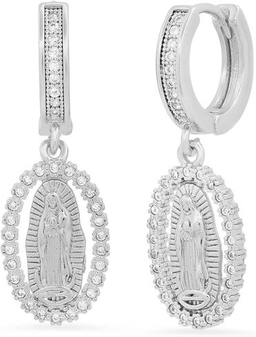 Steeltime Unisex Iced Out Huggie Charm Pendant Brass Earrings with Simulated Diamonds Jewelry Gift in Saudi Arabia