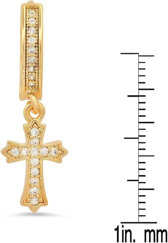 Steeltime Unisex Iced Out Huggie Charm Pendant Brass Earrings with Simulated Diamonds Jewelry Gift in Saudi Arabia