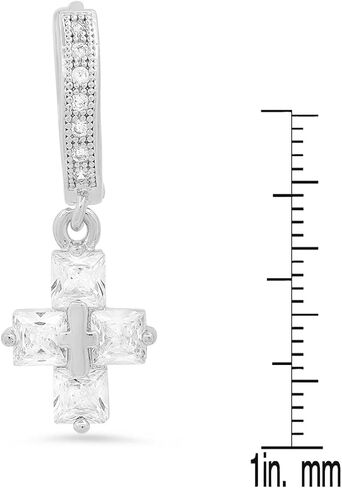 Steeltime Unisex Iced Out Huggie Charm Pendant Brass Earrings with Simulated Diamonds Jewelry Gift in Saudi Arabia