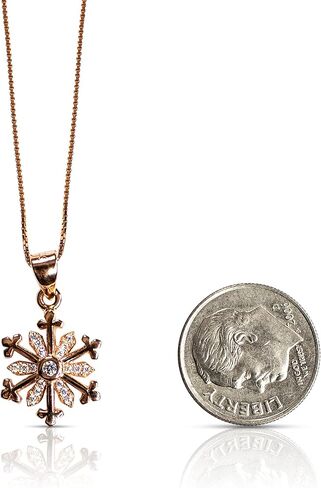 Toyledo 18K Rose Gold Plated Winter Snowflake Pendant Necklace, 18 inch in Saudi Arabia