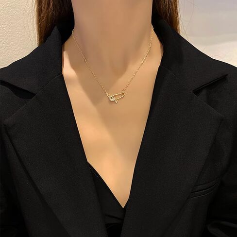 Todenb قلادة عصرية للنساء سلسلة ذهبية مرصعة بالماس زركون 18 قيراط مطلية بالذهب سلسلة أنيقة مجوهرات يدوية بسيطة in Kuwait