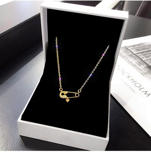 Todenb قلادة عصرية للنساء سلسلة ذهبية مرصعة بالماس زركون 18 قيراط مطلية بالذهب سلسلة أنيقة مجوهرات يدوية بسيطة in Kuwait